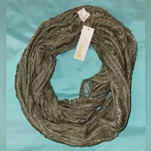 Capelli New York Infinity Scarf Acrylic 8%Metallic NWT dark olive green gray
